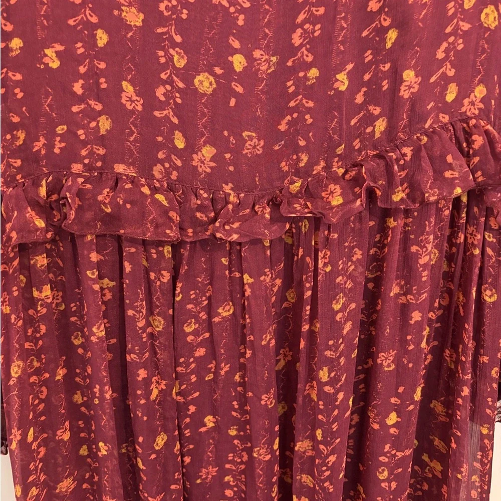 Sundance Lettie Maroon ruffled maxi dress XXL - Picture 8 of 10